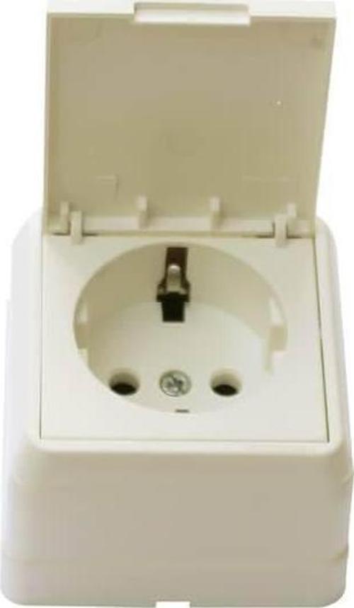 Bron Sıva Üstü Kapaklı Topraklı Priz Beyaz ( 2160 110 0201)