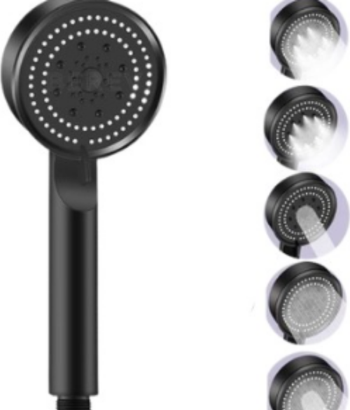 5 Fonksiyonlu Yüksek Basınçlı Ayarlanabilir Duş Başlığı Siyah