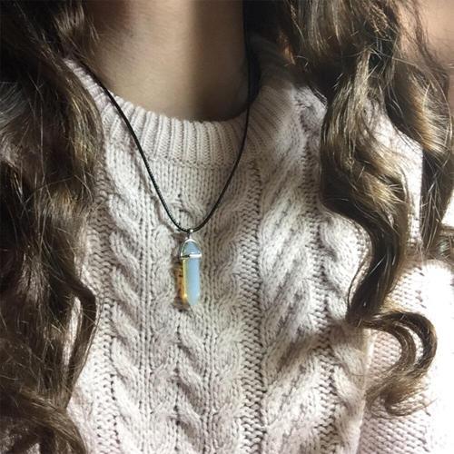 Doğal Ay Doğal Taş Erkek& Kadın Kolye (DERİ ZİNCİR HEDİYELİ)