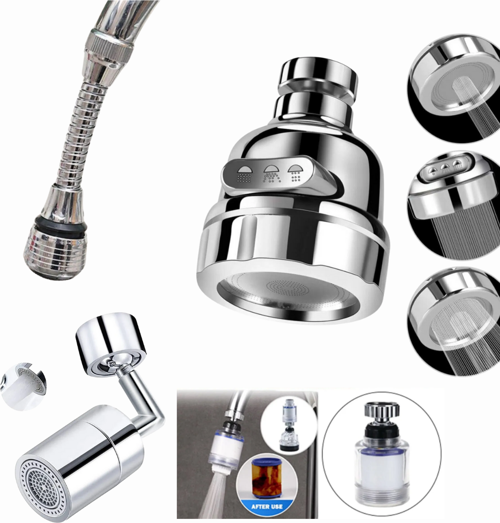 Tasarruflu Oynar Başlık Tazyikli Eviye  Batarya Ucu 3 Fonksiyonlu Musluk   Başlığı 4 ADET