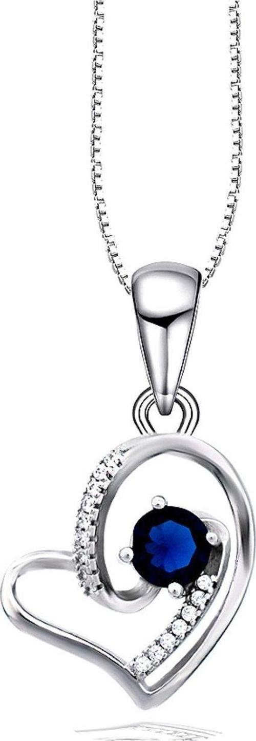Diamond Serisi Safir Tektaş Kalp Stylish/Night Gümüş Kadın Kolye