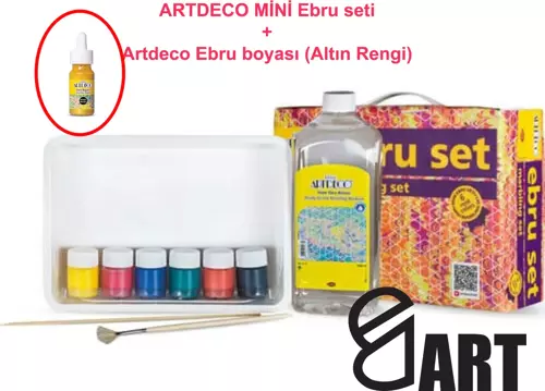 Mini Boy 6 Renk Ebru Seti ve 1 Adet Altın Rengi