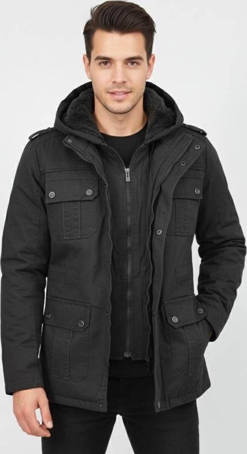 Erkek Spor Kanvas Kapüşonlu Parka 85133 BGL-ST04882