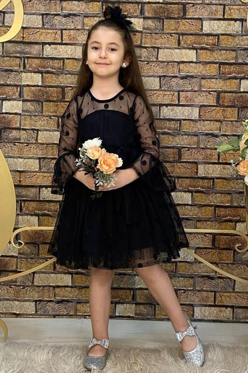 Diana Dantel Uzun Kol Elbise Mnk0223 SİYAH