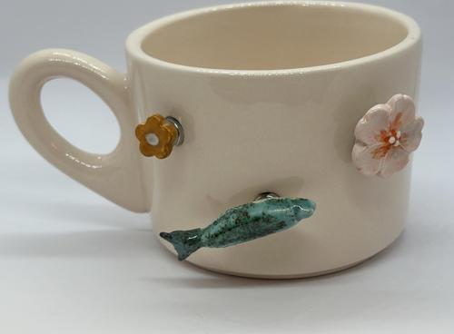 SERAMİK MIKNATIS 3LÜ CHARMLI FİNCAN, RENKİ ÇİÇEK VE BALIK CHARM