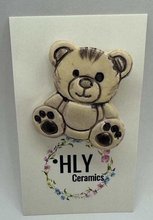 Klasik Ayıcık Seramik Yaka İğnesi