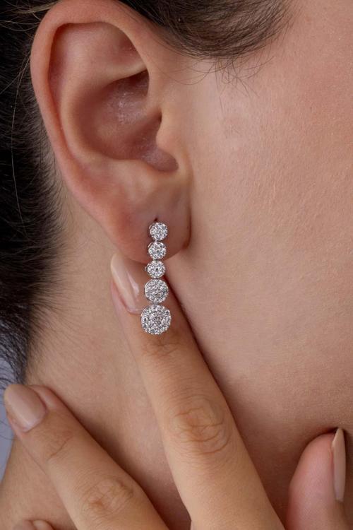 Süzme Su Yolu Rodyum Kaplama 925 Ayar Gümüş Küpe