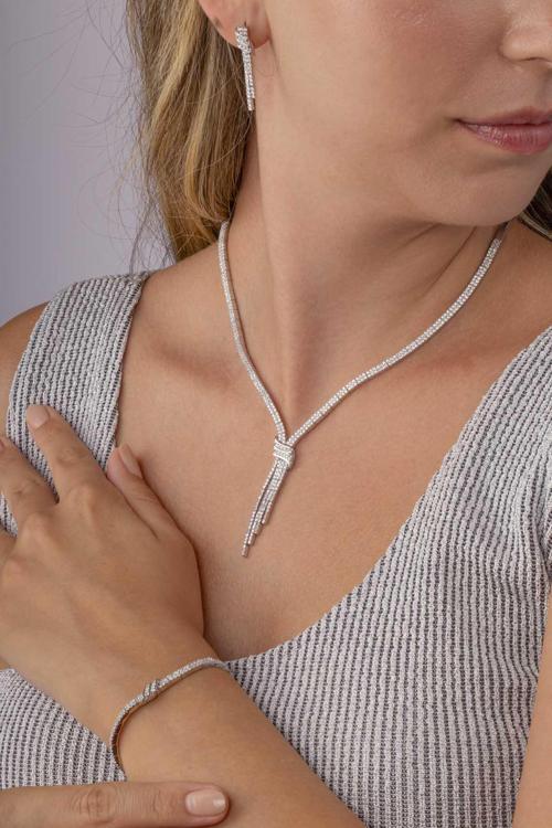 Su Yolu Kemerli 925 Ayar Gümüş Düğün Set