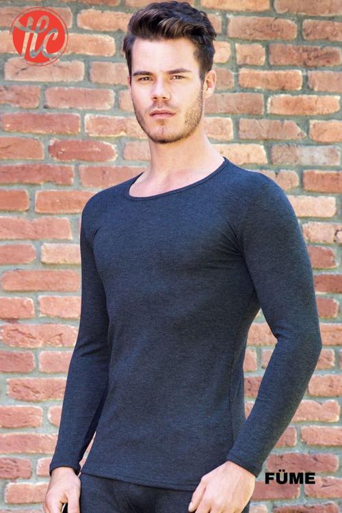 2518 Erkek O Yaka Uzun Kollu Üst Termal Sıcak Tutan İçlik