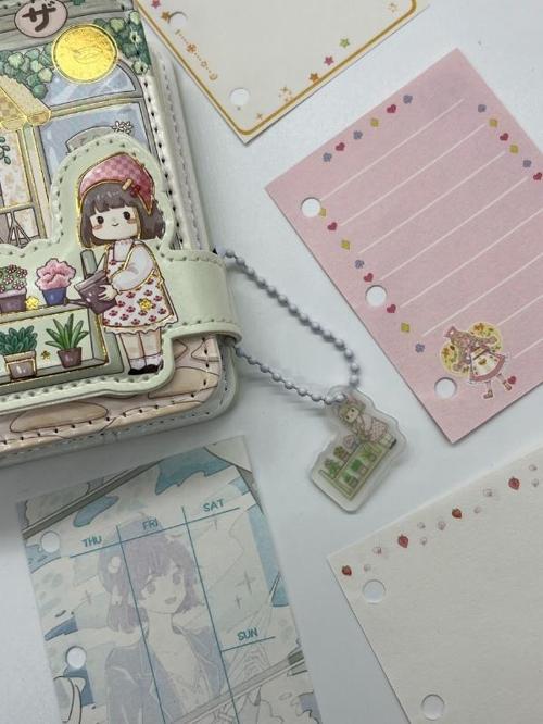 Mimosa Flower Sevimli Kız Mini Planlayıcı Spiralli Defter/80 Yaprak/Mıknatıslı Ajanda