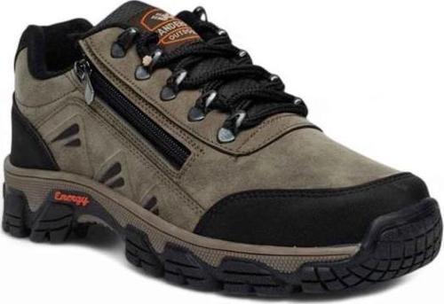 3007-26 Deri Bağcıklı Outdoor Erkek Ayakkabı Vizon Siyah 45-47