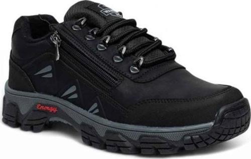 3007-26 Deri Bağcıklı Outdoor Erkek Ayakkabı Siyah Füme 45-47