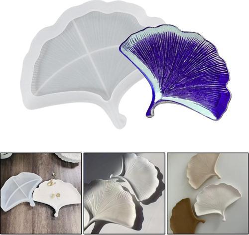 Silikon Ginkgo Yaprağı Tepsi Kalıbı - Epoksi, Beton ve Alçı için Dekoratif Kalıp