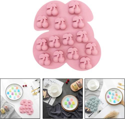 Silikon Çoklu Kiraz Şeker Hamuru Ve Jelibon Kalıbı 14 Lü