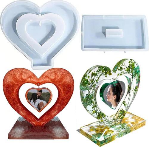 Epoksi Sevgililer Günü Fotoğraf Çerçevesi Kalp Dekoratif Resimlik Kalıbı