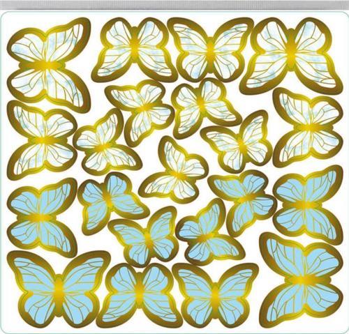 Varaklı Kelebek Dekoratif Süs (63 Adet)  Mavi