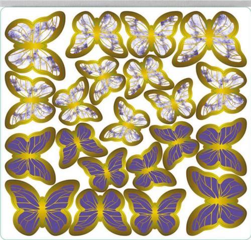 Varaklı Kelebek Dekoratif Süs (63 Adet)  Mor