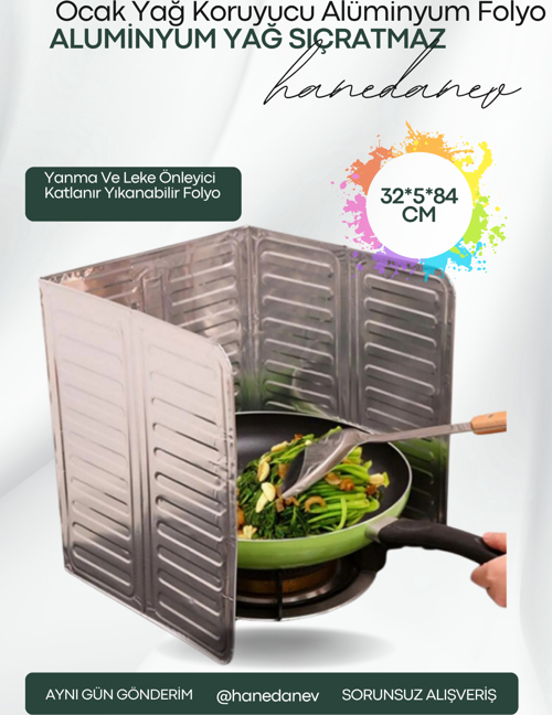 1 Adet Ocak Yağ Koruyucu Alüminyum Folyo Yanma Ve Leke Önleyici Katlanır Yıkanabilir Folyo 32*5*84