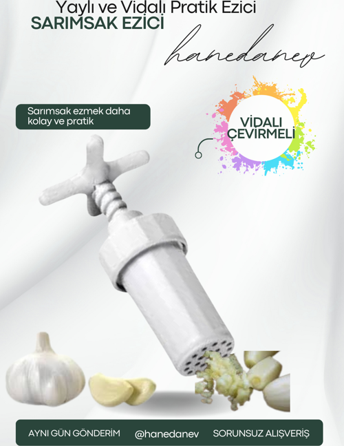 Vidalı Sarımsak Ezici - Çevirmeli Sarımsak Ezeceği Plastik