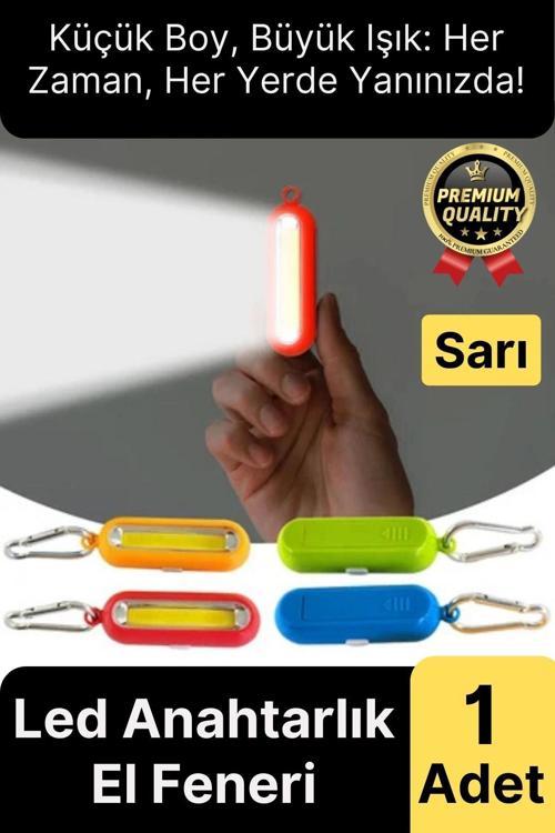 Premium Taşınabilir Kamp Okul Güçlü Işık Aydınlatma 3 Modlu Pilli Sarı Mini Led Anahtarlık El Feneri