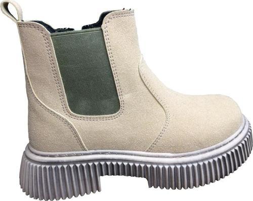 1087 Filet Unisex Erkek Ve Kız Çocuk  Bot Bej Süet Yanı Lastikli ve Fermuarlı Anatomik