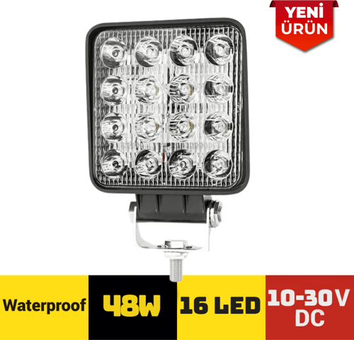 48W 16 Ledli Kare 10-30V Çalışma Lambası 301 0577