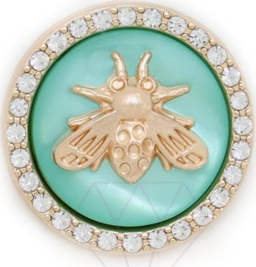 Zirkon Taşlı Turkuaz Arı Motifli Düğme Süsü Broş