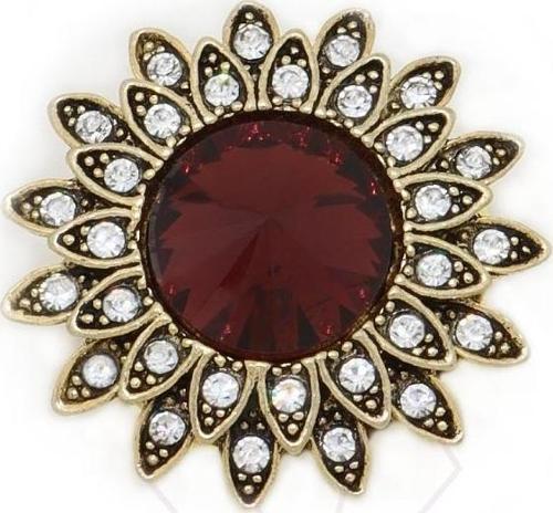 Koyu Yeşil Taşlı Düğme Süsü Broş