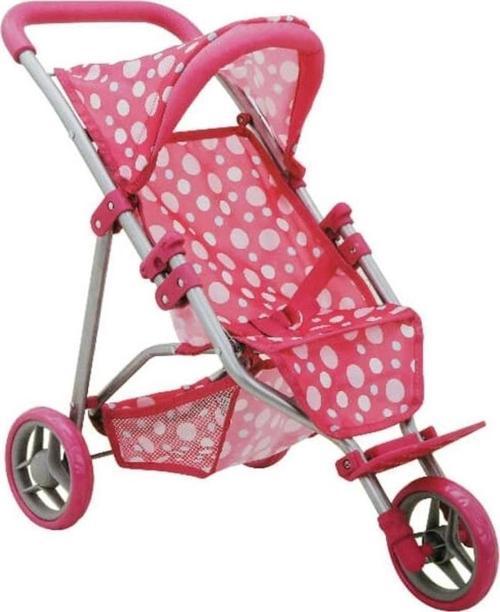 BFS 0663 Puantiye Desenli, 3 Tekerlekli ve Tenteli Oyuncak Puset - Sunman