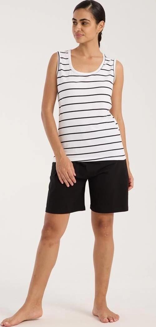 Giyim Kadın Kalın Askılı Beyaz Şortlu Pijama Takımı