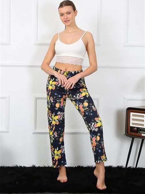 Giyim Kadın Pamuklu Alt Pijama Lacivert