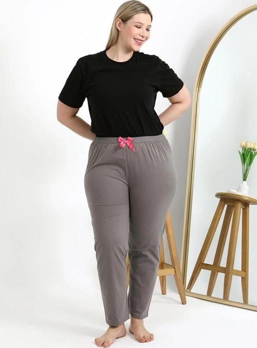 Giyim Kadın Pamuklu Büyük Beden Alt Pijama Vizon