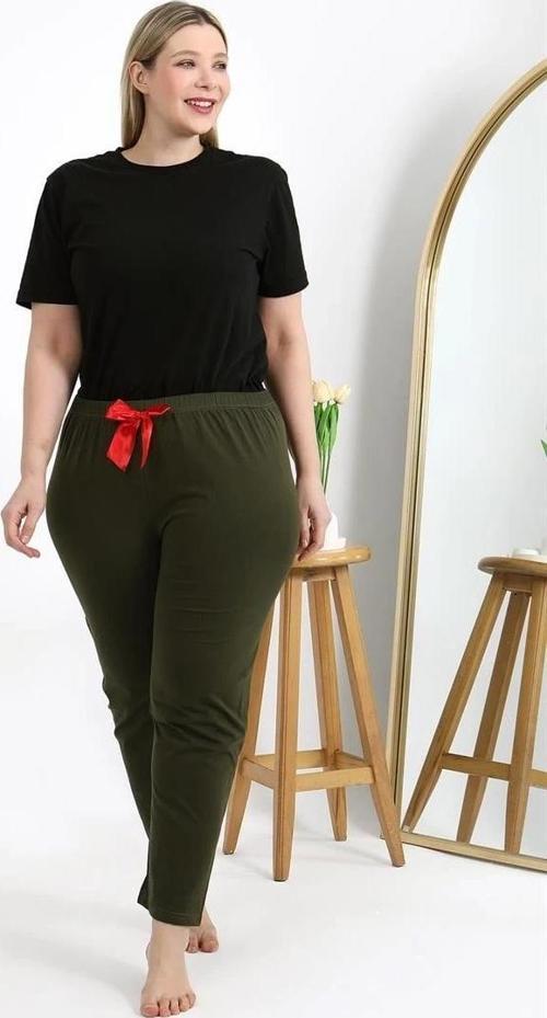 Giyim Kadın Pamuklu Büyük Beden Alt Pijama Haki