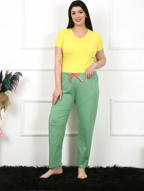 Giyim Kadın Pamuklu Büyük Beden Alt Pijama Yeşil
