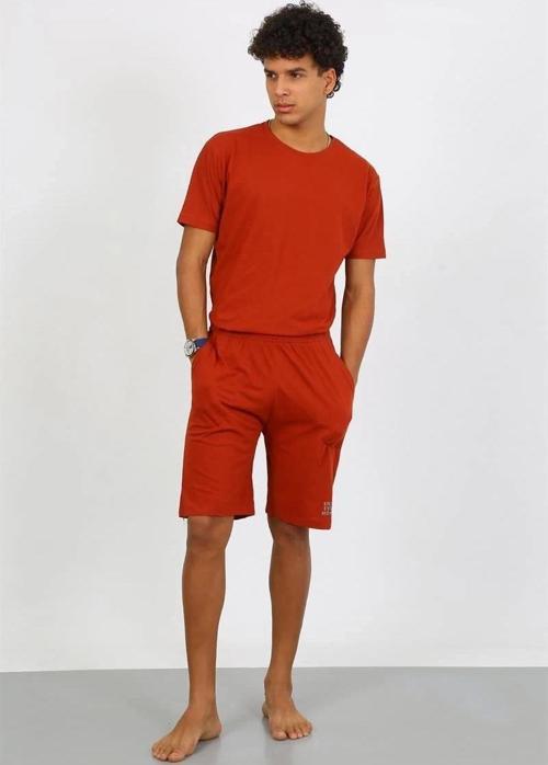 Giyim Erkek Pamuk Lakost Alt Üst Kaprili Pijama Takım Kremit