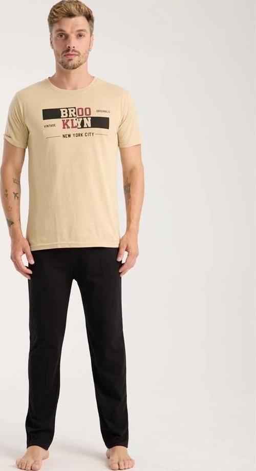 Giyim Erkek Ten Rengi Kısa Kol Pijama Takımı