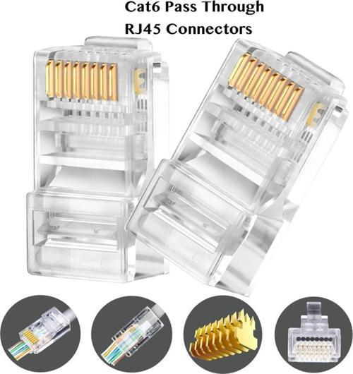 100 Adet Ez Rj45 Cat6 Yeni Nesil Delikli Jack Konnektör 100'lü Yeni Nesil Delikli