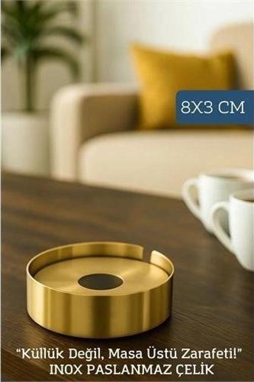 BFS  Gold Inox 1 MM Scotch Çelik Küllük – 8 cm x 3 cm | Modern, Hijyenik ve Dayanıklı Tasarım