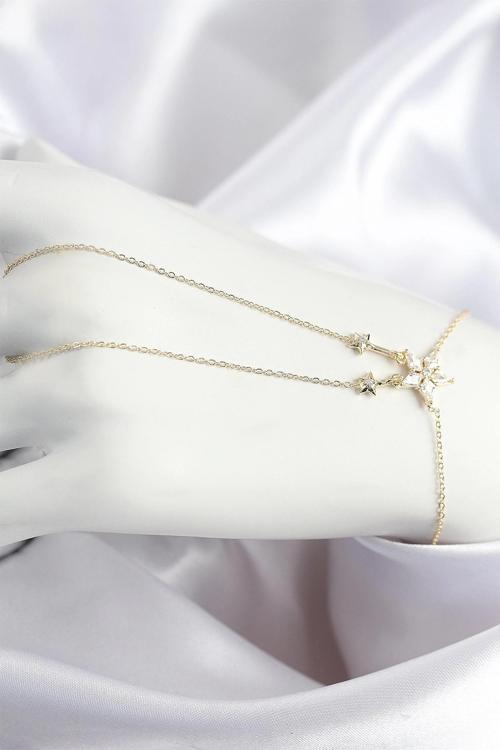 BFS Pirinç Zirkon Taşlı Yıldız Model Gold Renk Şahmeran