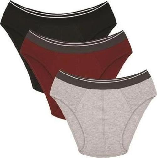 Giyim Erkek Pamuk 3lü Siyah Bordo Gri Likralı Slip