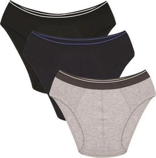 Giyim Erkek Pamuk 3lü Siyah Laci Gri Likralı Slip