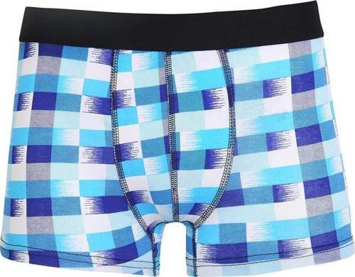 Giyim Erkek Penye Likralı Desenli Boxer Mavi