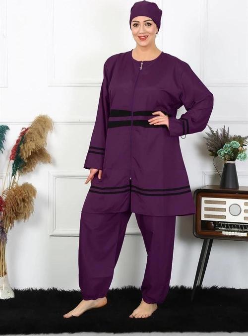 Giyim Büyük Beden Tesettür Mayo Mor