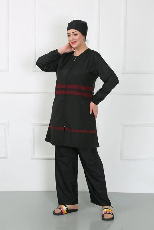Giyim Büyük Beden Tesettür Mayo Siyah