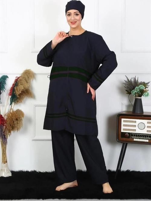 Giyim Büyük Beden Tesettür Mayo Lacivert