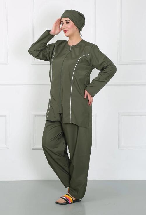 Giyim Büyük Beden Tesettür Büyük Mayo Haki