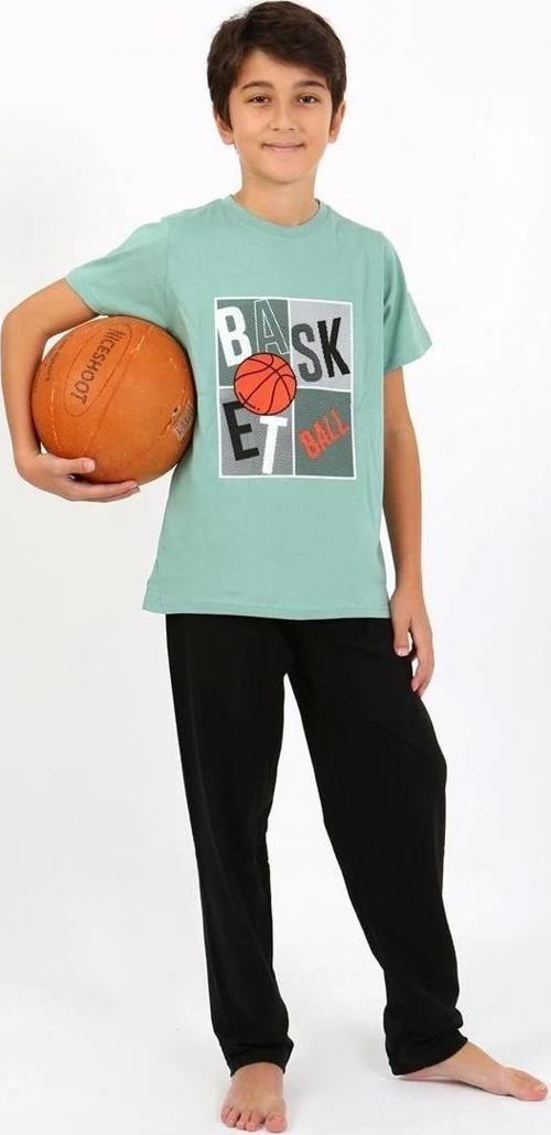 Giyim Erkek Çocuk Kısa Kol Penye Pijama Takım SuYeşili