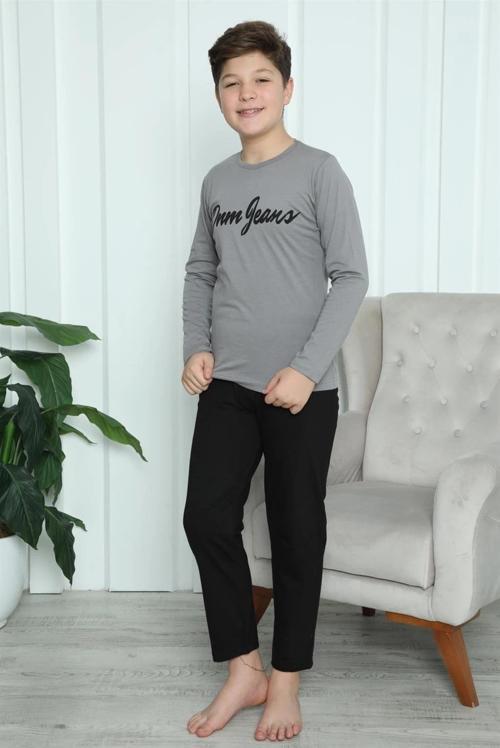 Giyim Erkek Çocuk Penye Pijama Takım Füme