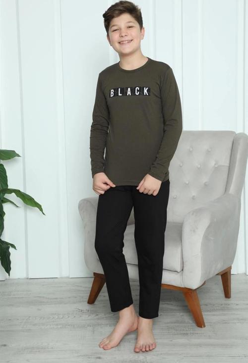 Giyim Erkek Çocuk Penye Pijama Takım Haki