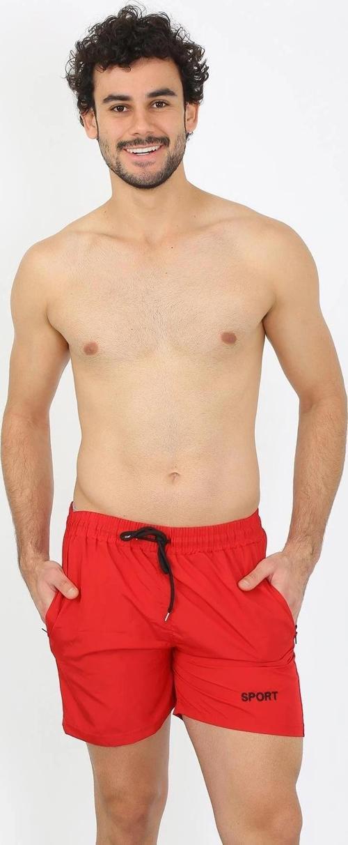 Giyim Erkek Fermuar Cepli Deniz Şortu Kırmızı